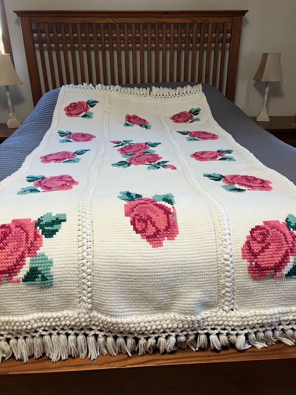 Vintage Hand Crochet Throw Blanket